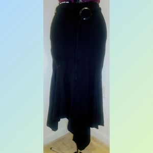 Larry Levine belted asymmetrical skirt